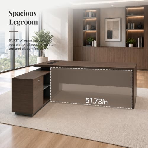 71-Inch L-Shaped Executive Desk