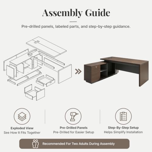 71-Inch L-Shaped Executive Desk