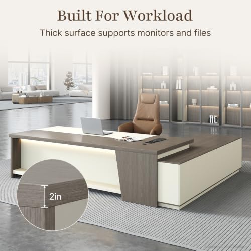 Powered L-Shaped Executive Desk