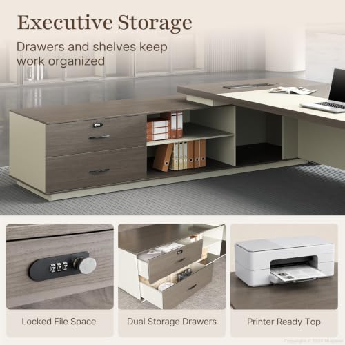 Powered L-Shaped Executive Desk