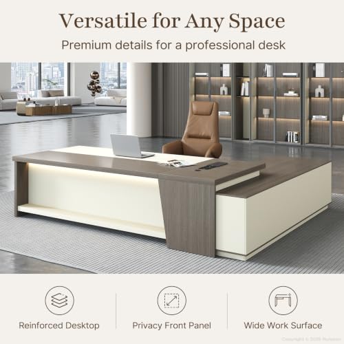 Powered L-Shaped Executive Desk