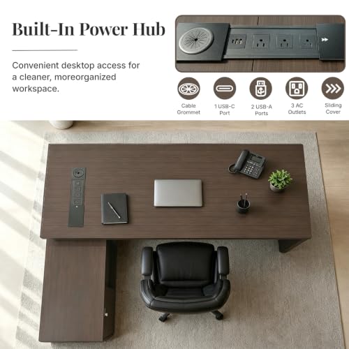 71-Inch L-Shaped Executive Desk