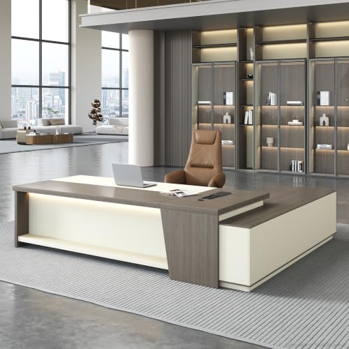 Powered L-Shaped Executive Desk