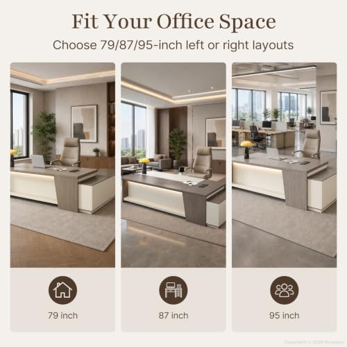 Powered L-Shaped Executive Desk