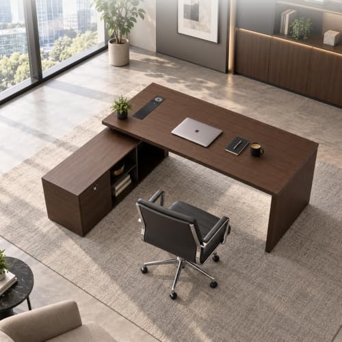 71-Inch L-Shaped Executive Desk