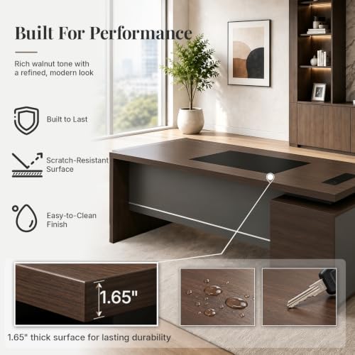71-Inch L-Shaped Executive Desk