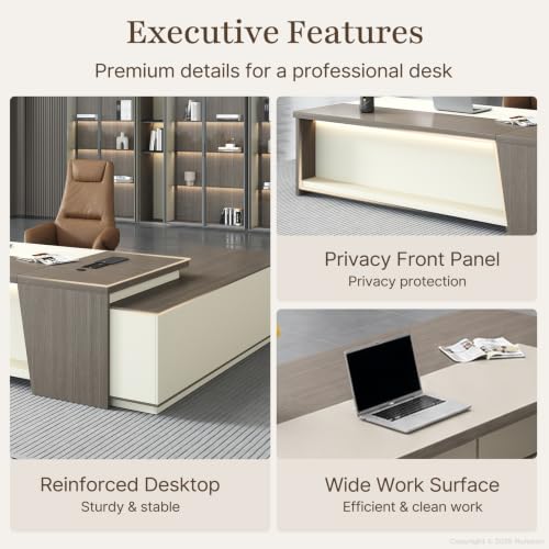 Powered L-Shaped Executive Desk