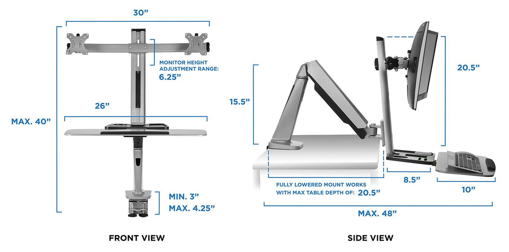 Sit-Stand Monitor Workstation Arm