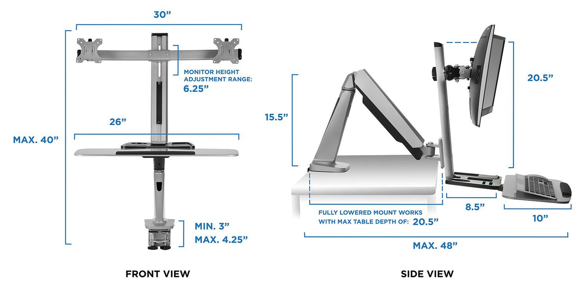 Sit-Stand Monitor Workstation Arm