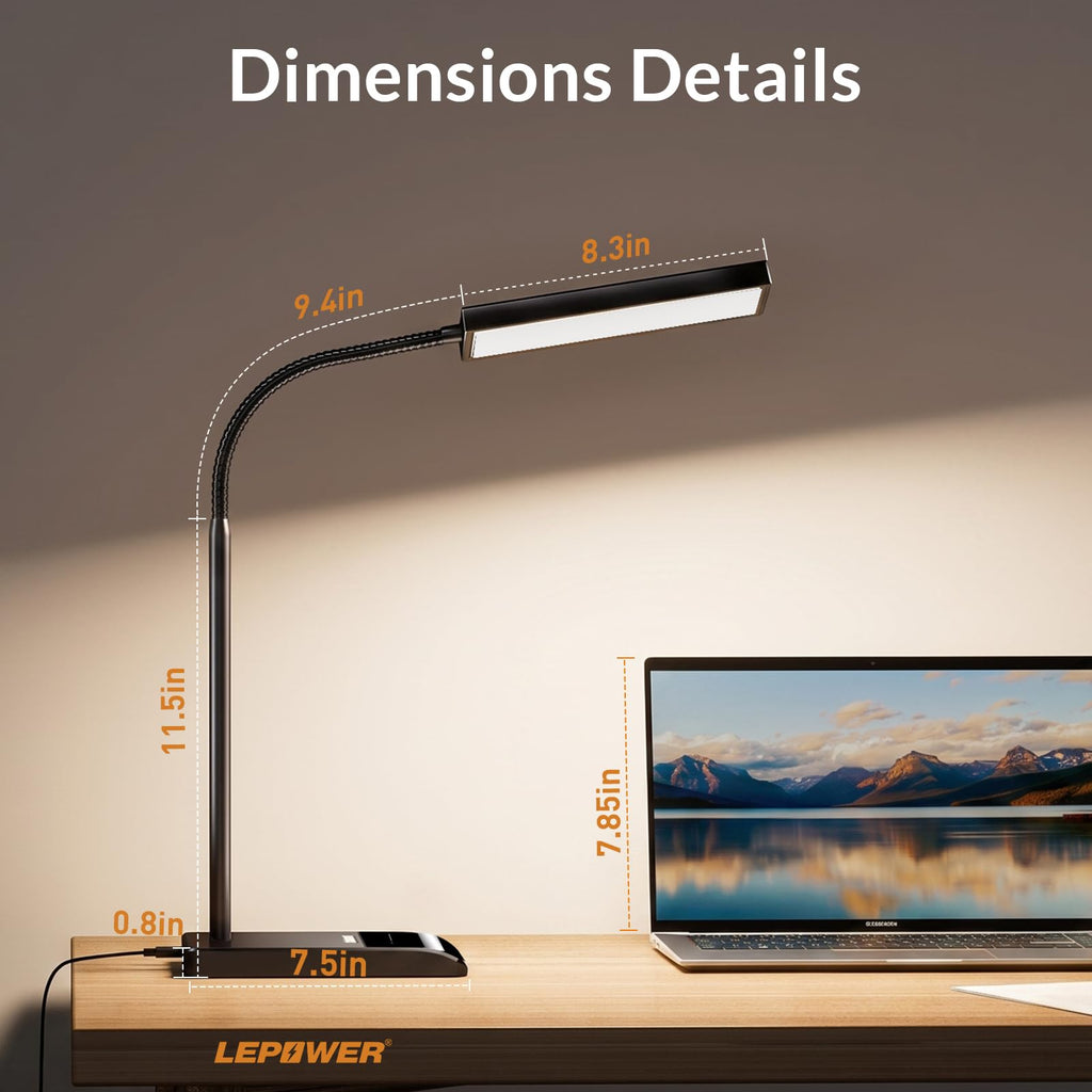800-Lumen Adjustable LED Desk Lamp