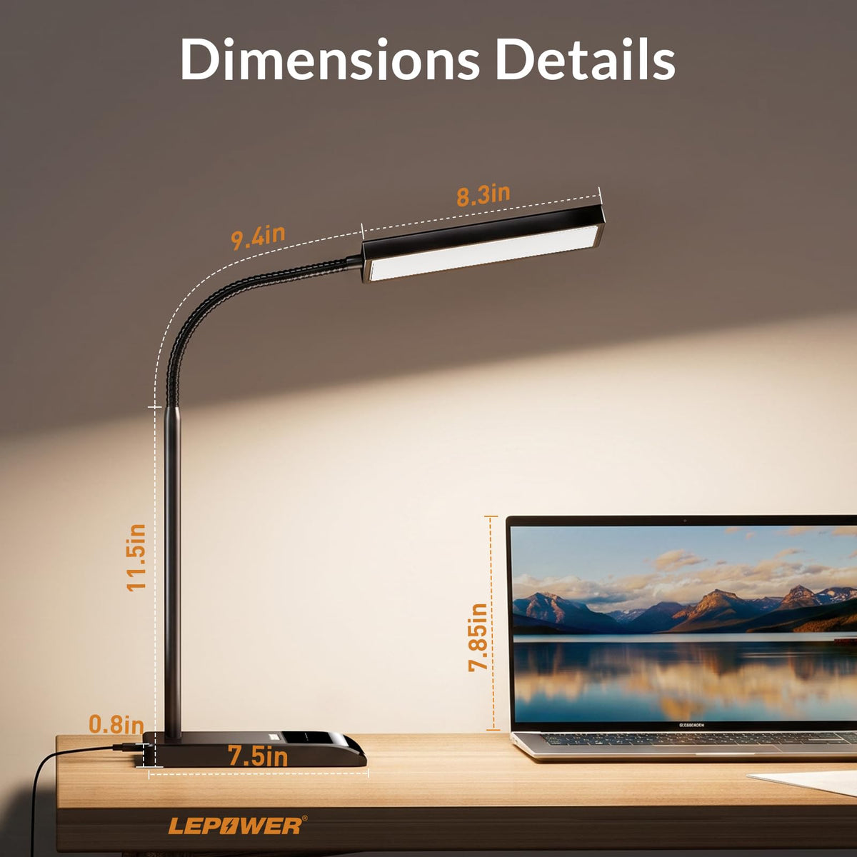 800-Lumen Adjustable LED Desk Lamp