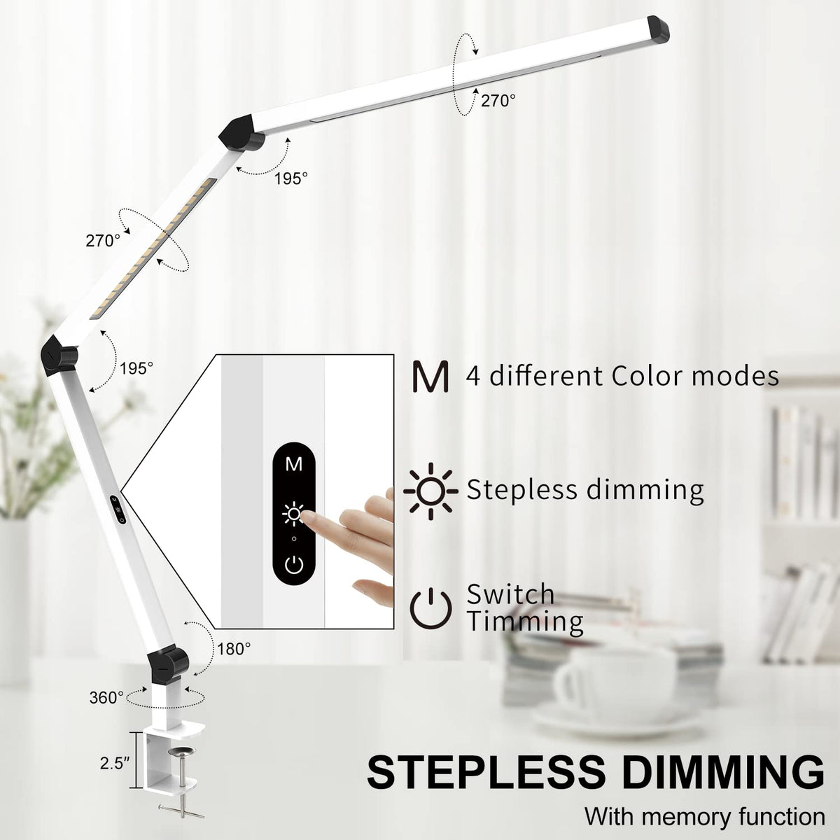 Dual-Source Clamp Desk Lamp