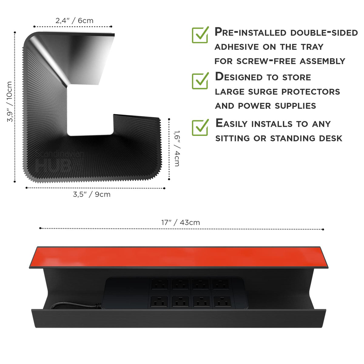 Adhesive Under-Desk Cable Trays