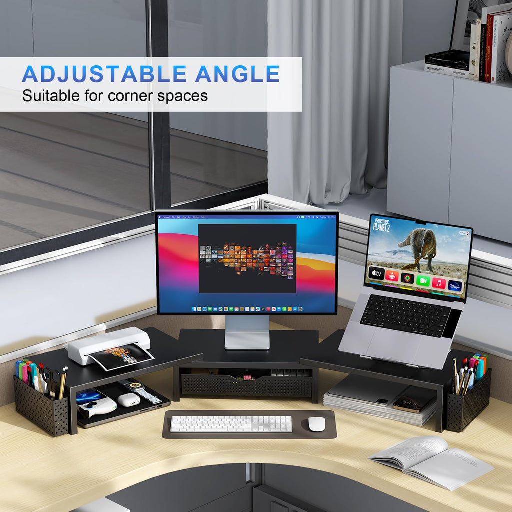 Dual Monitor Riser with Storage