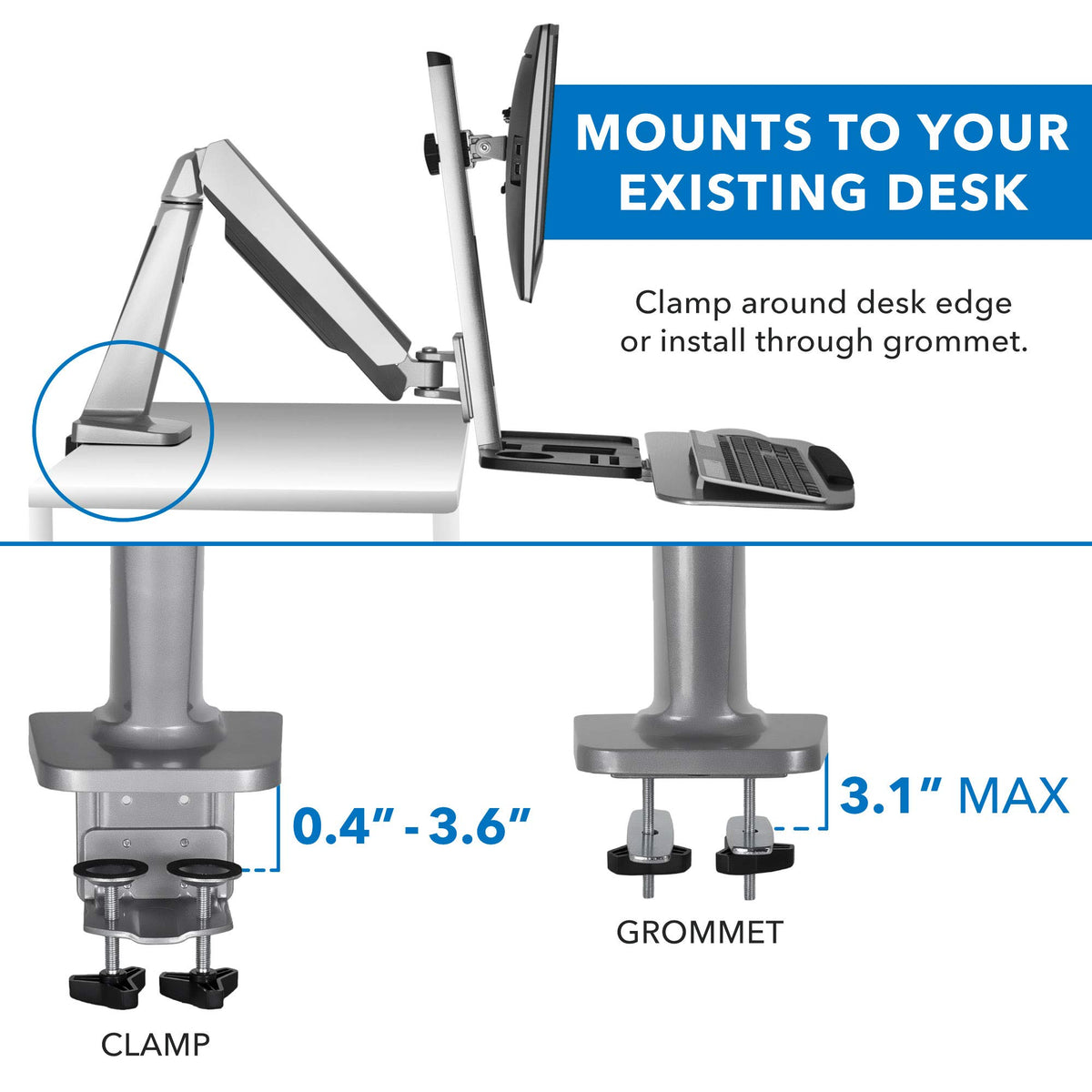 Sit-Stand Monitor Workstation Arm