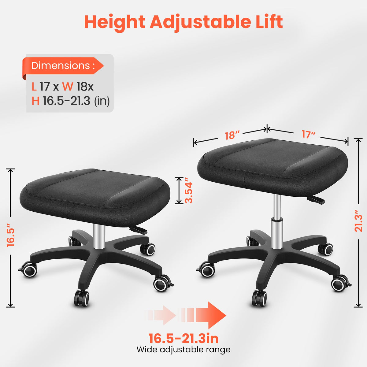Rolling Adjustable Footrest Stool