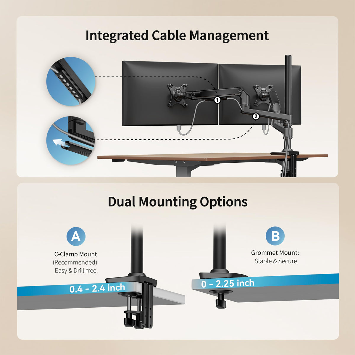 Adjustable Multi-Monitor Desk Arm