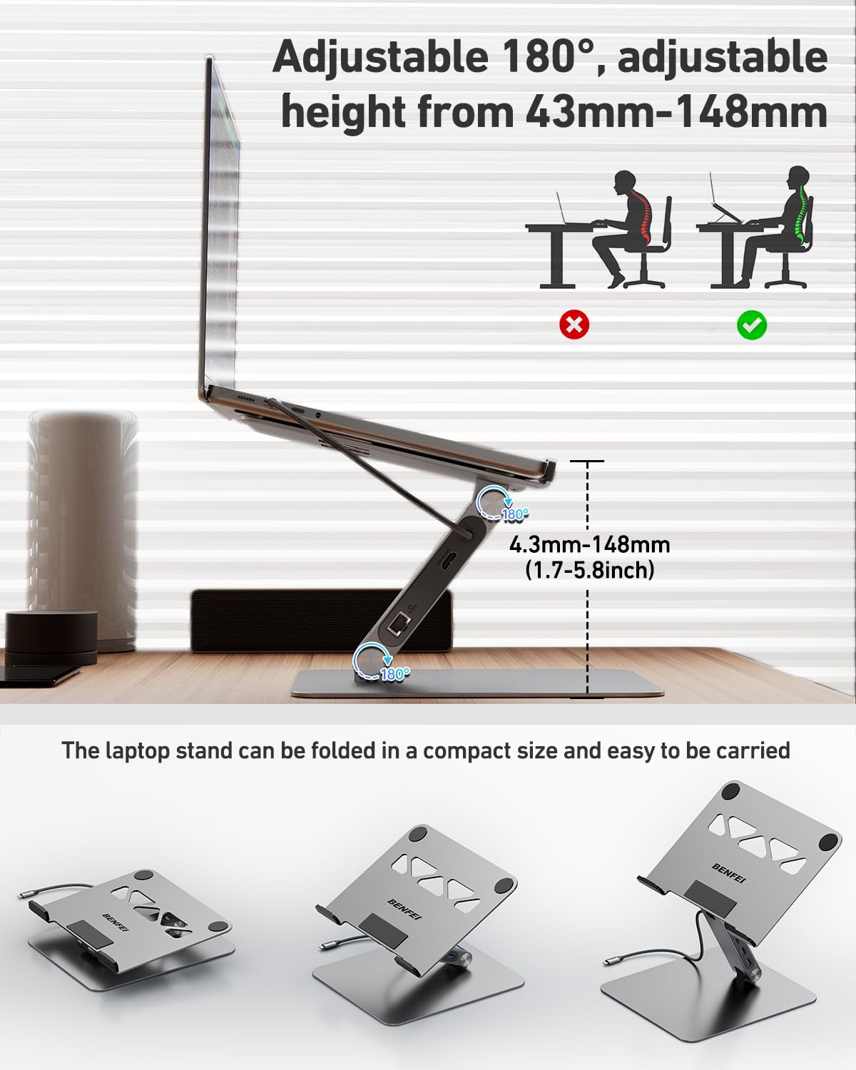 Laptop Stand with USB-C Dock