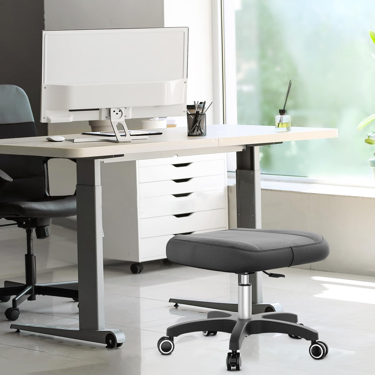 Rolling Adjustable Footrest Stool