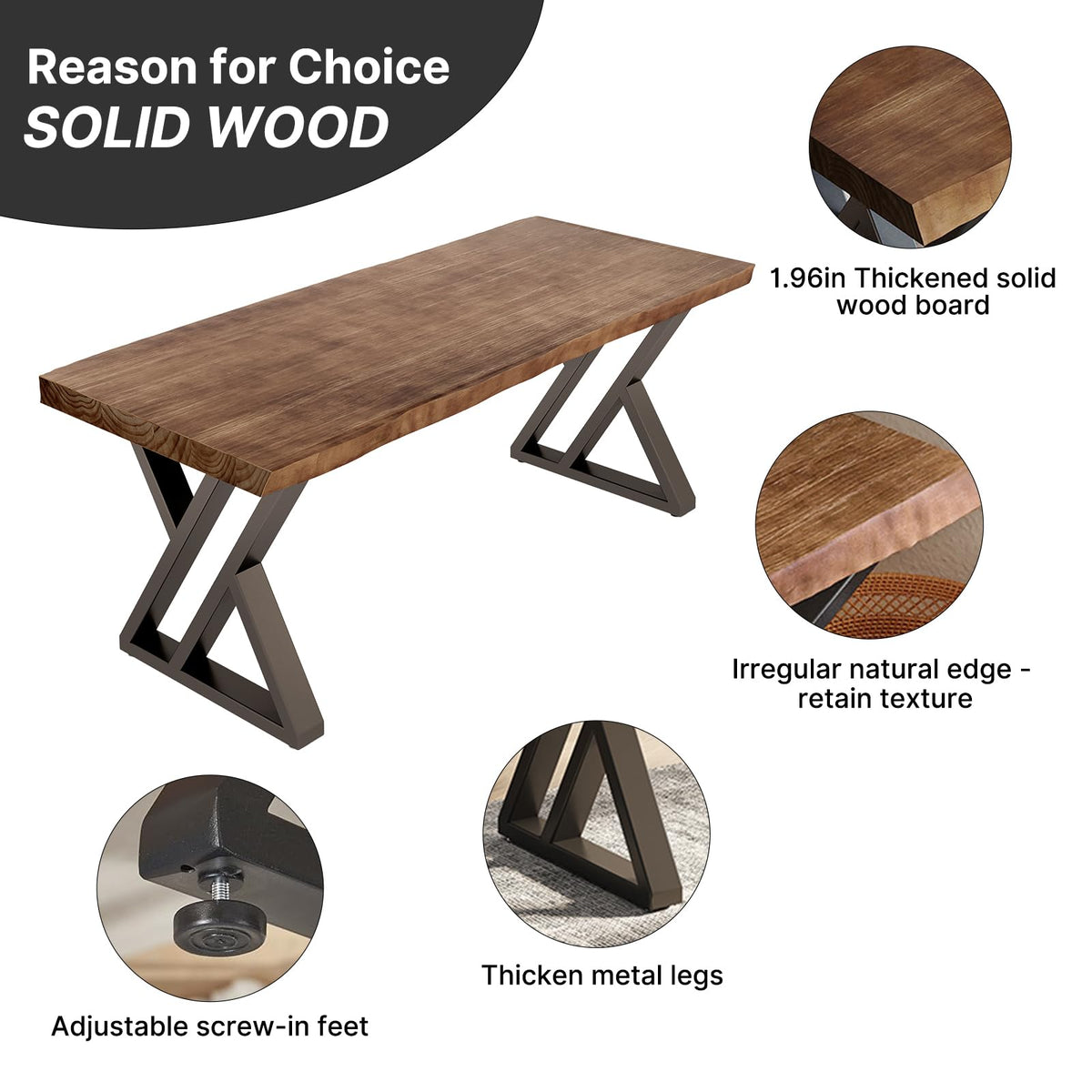 Live-Edge Solid Wood Desk