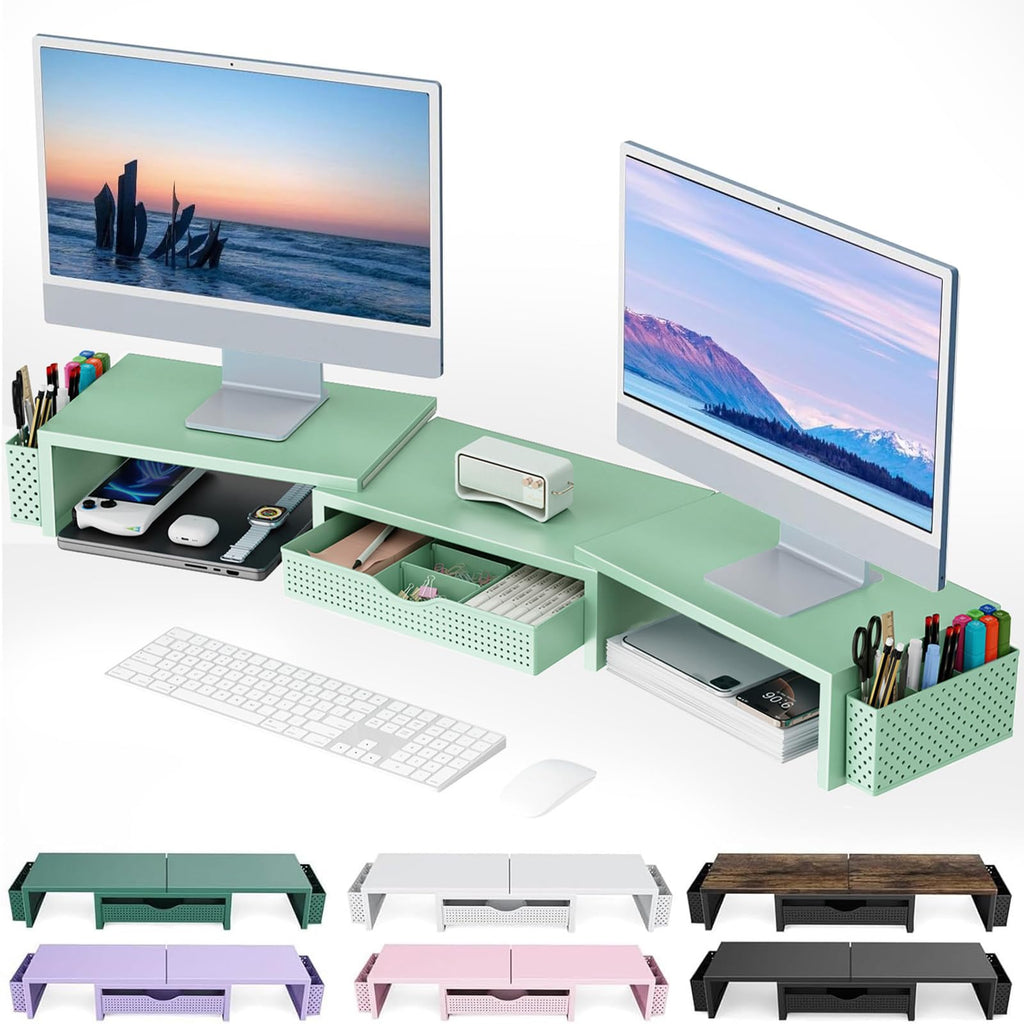 Dual Monitor Riser with Storage