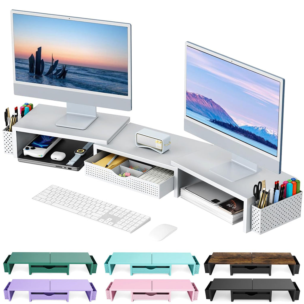 Dual Monitor Riser with Storage