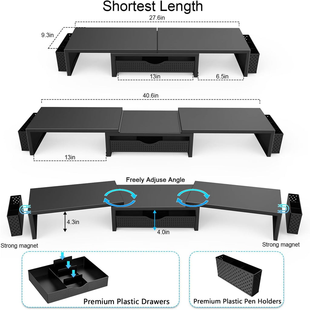 Dual Monitor Riser with Storage