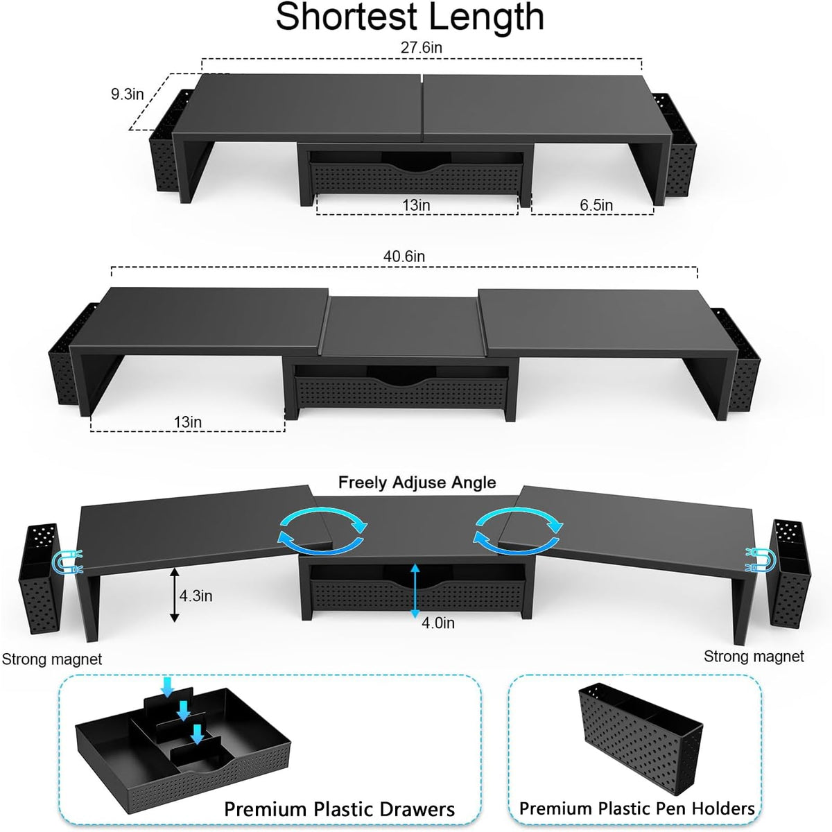 Dual Monitor Riser with Storage