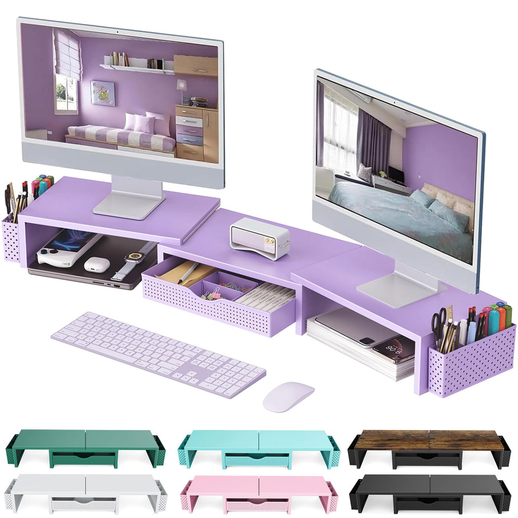 Dual Monitor Riser with Storage