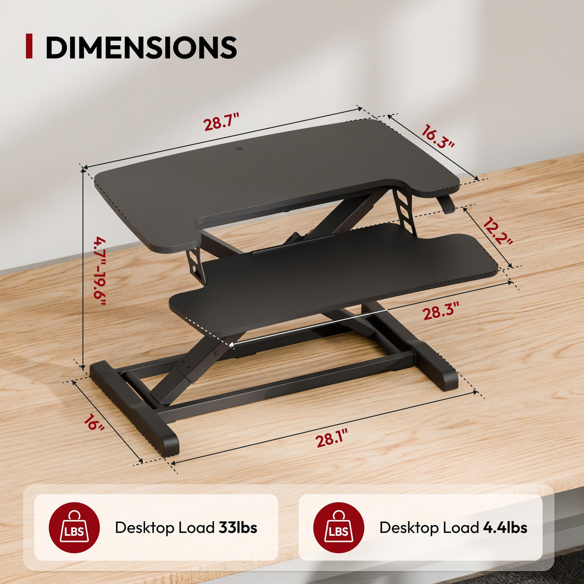 Standing Desk Converter with Keyboard Tray