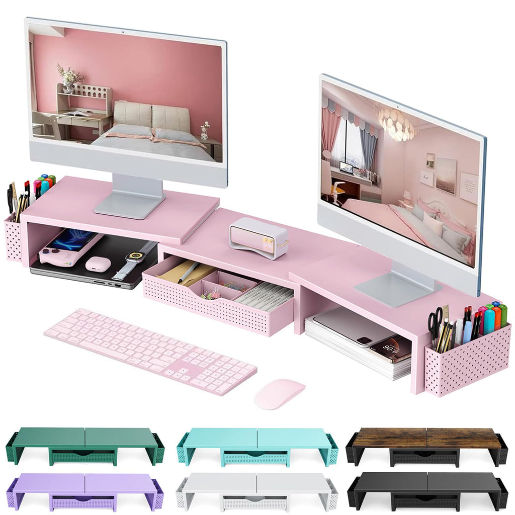 Dual Monitor Riser with Storage