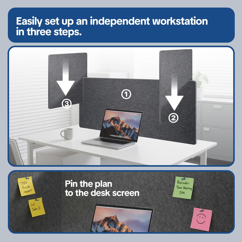 Three-Sided Acoustic Desk Screen