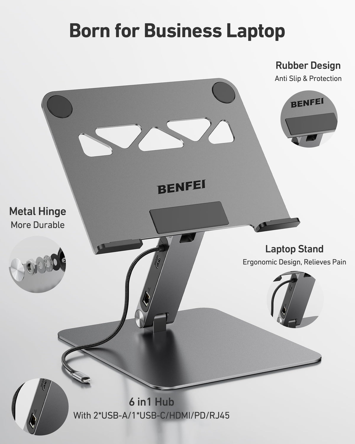 Laptop Stand with USB-C Dock