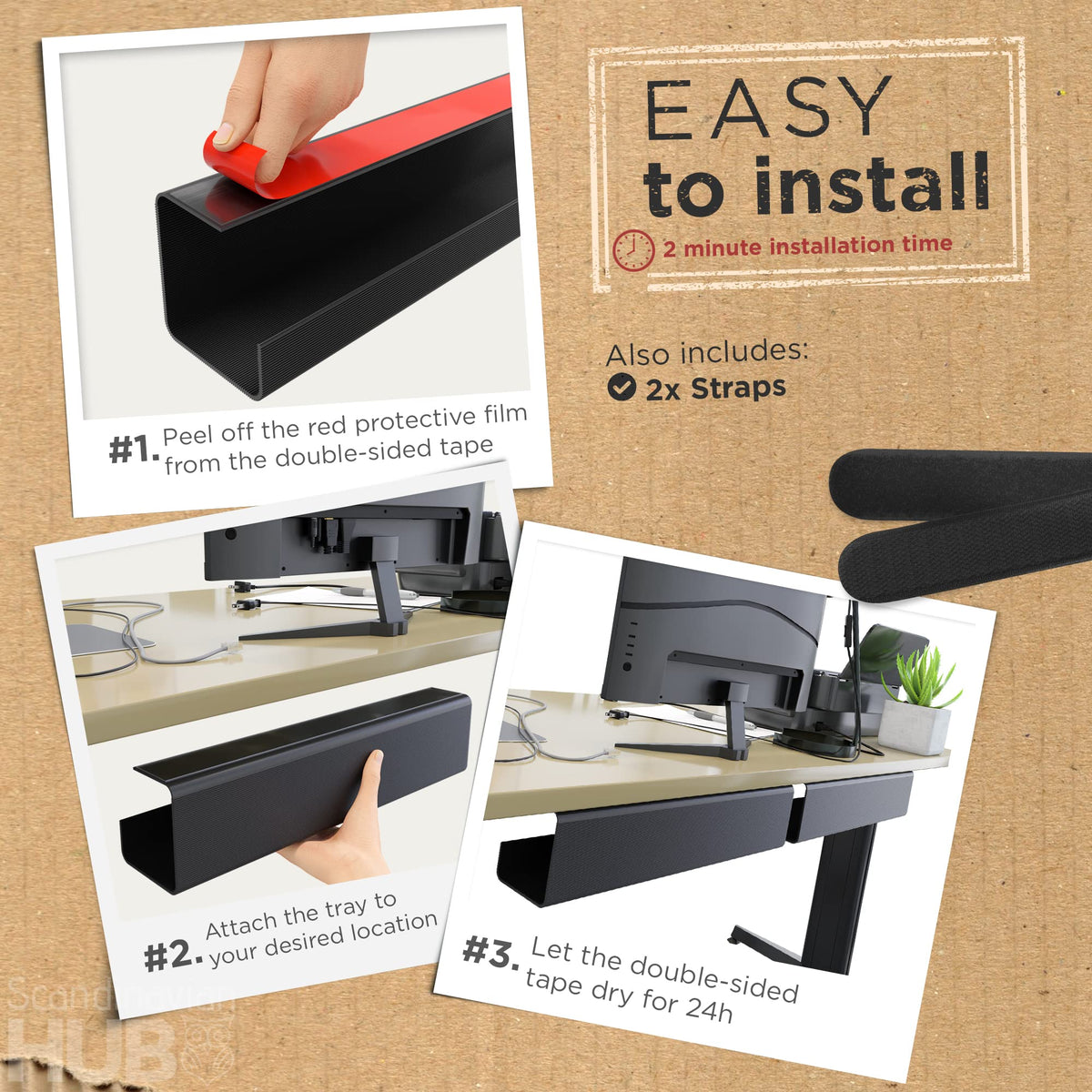 Adhesive Under-Desk Cable Trays