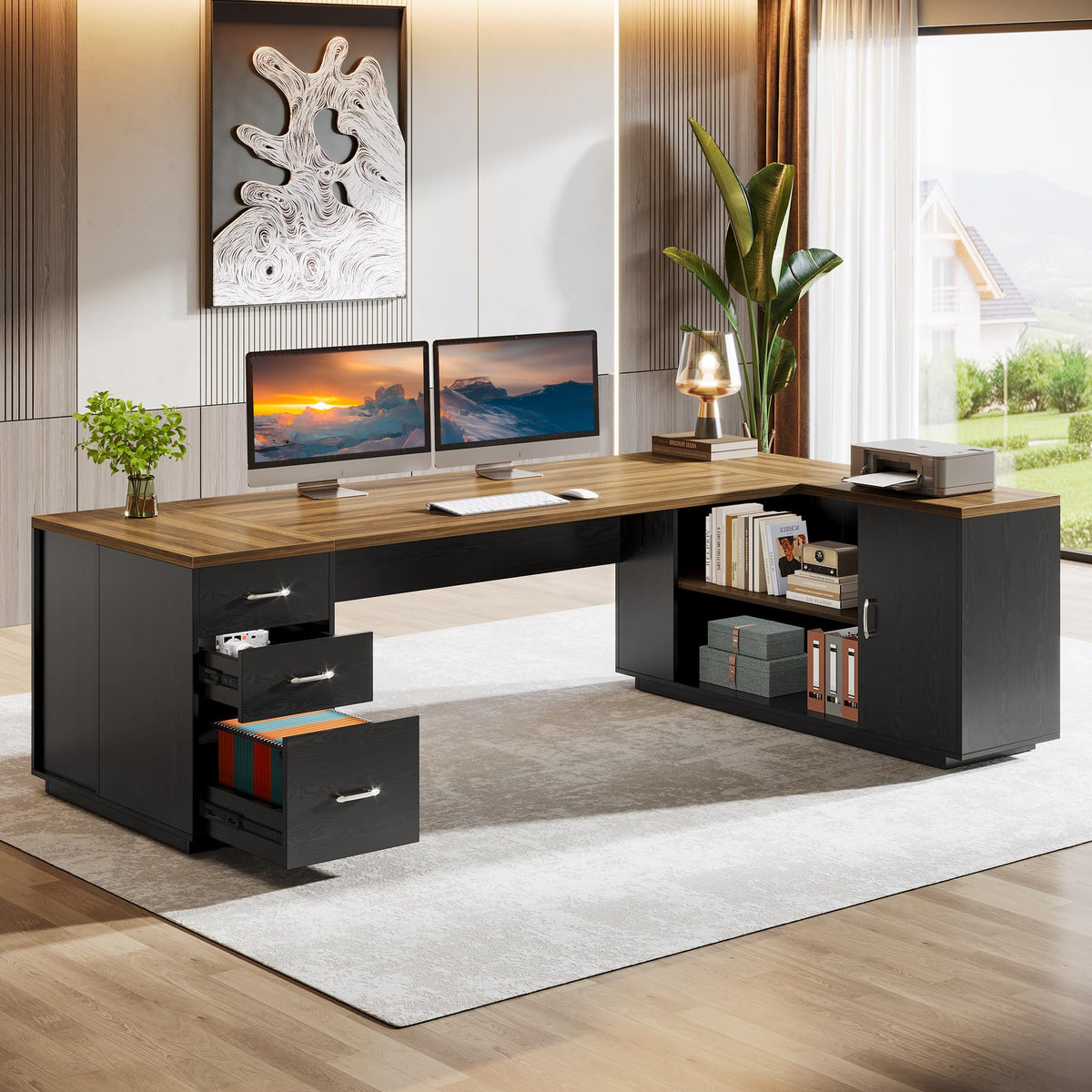 85.8-Inch L-Shaped Office Desk
