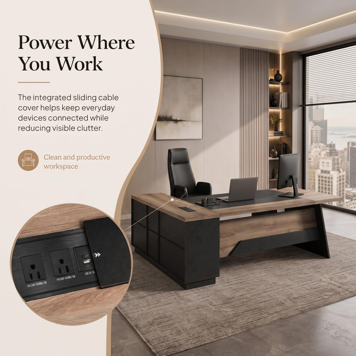 L-Shaped Executive Storage Desk