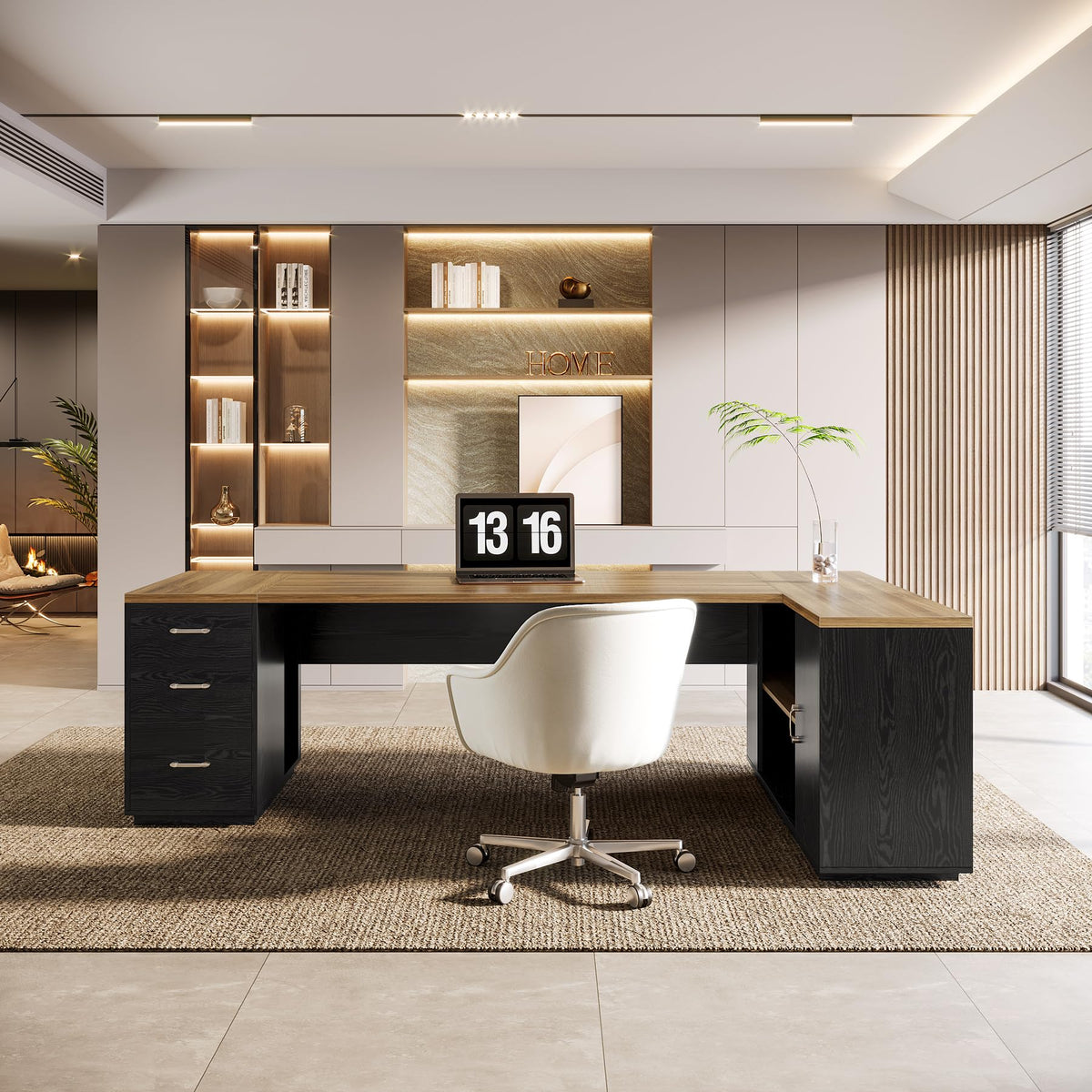 85.8-Inch L-Shaped Office Desk