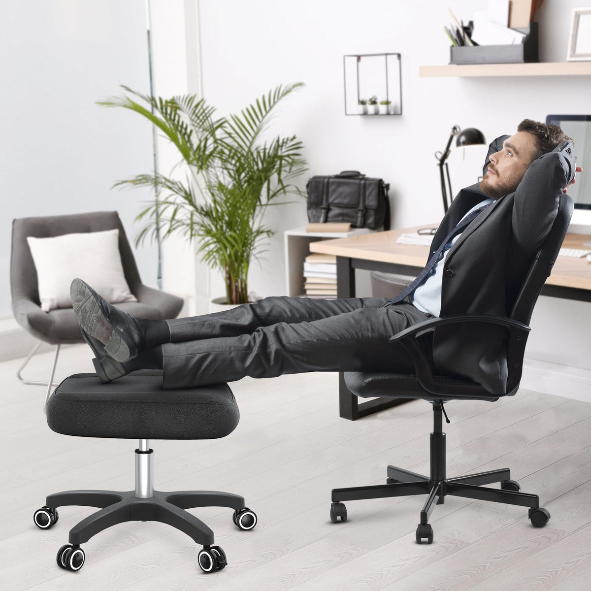 Rolling Adjustable Footrest Stool