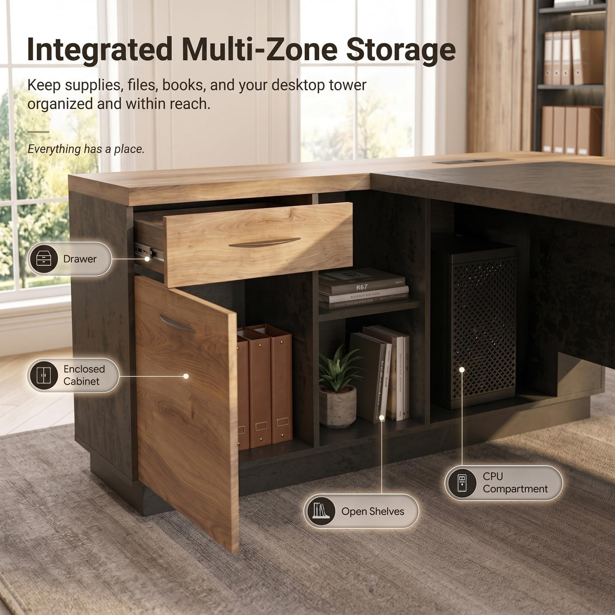 L-Shaped Executive Storage Desk