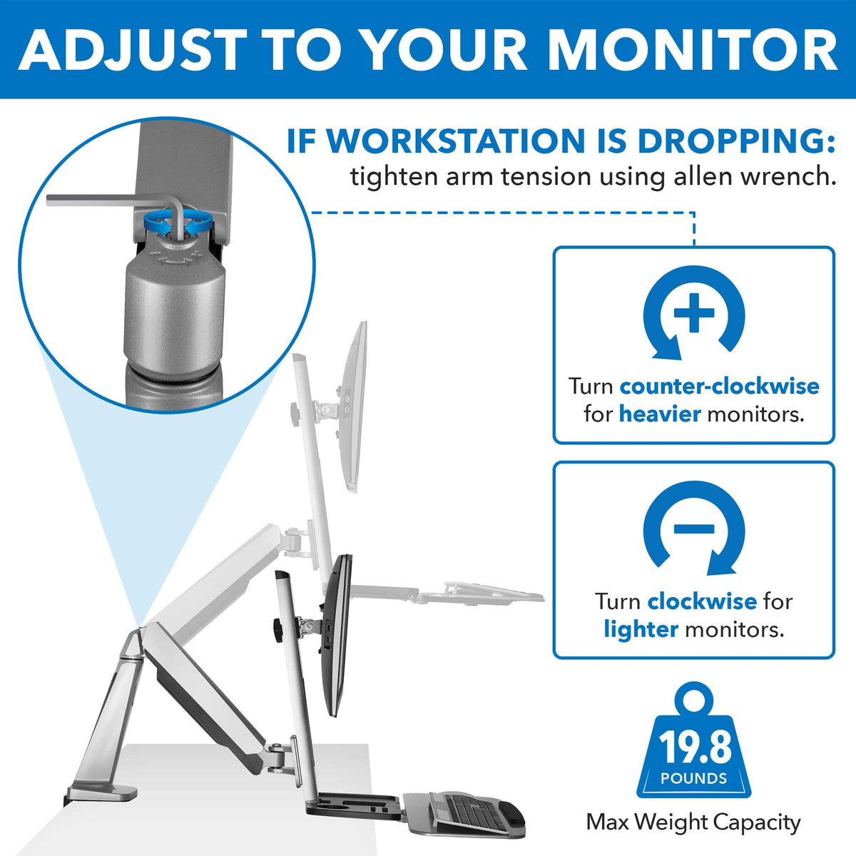 Sit-Stand Monitor Workstation Arm