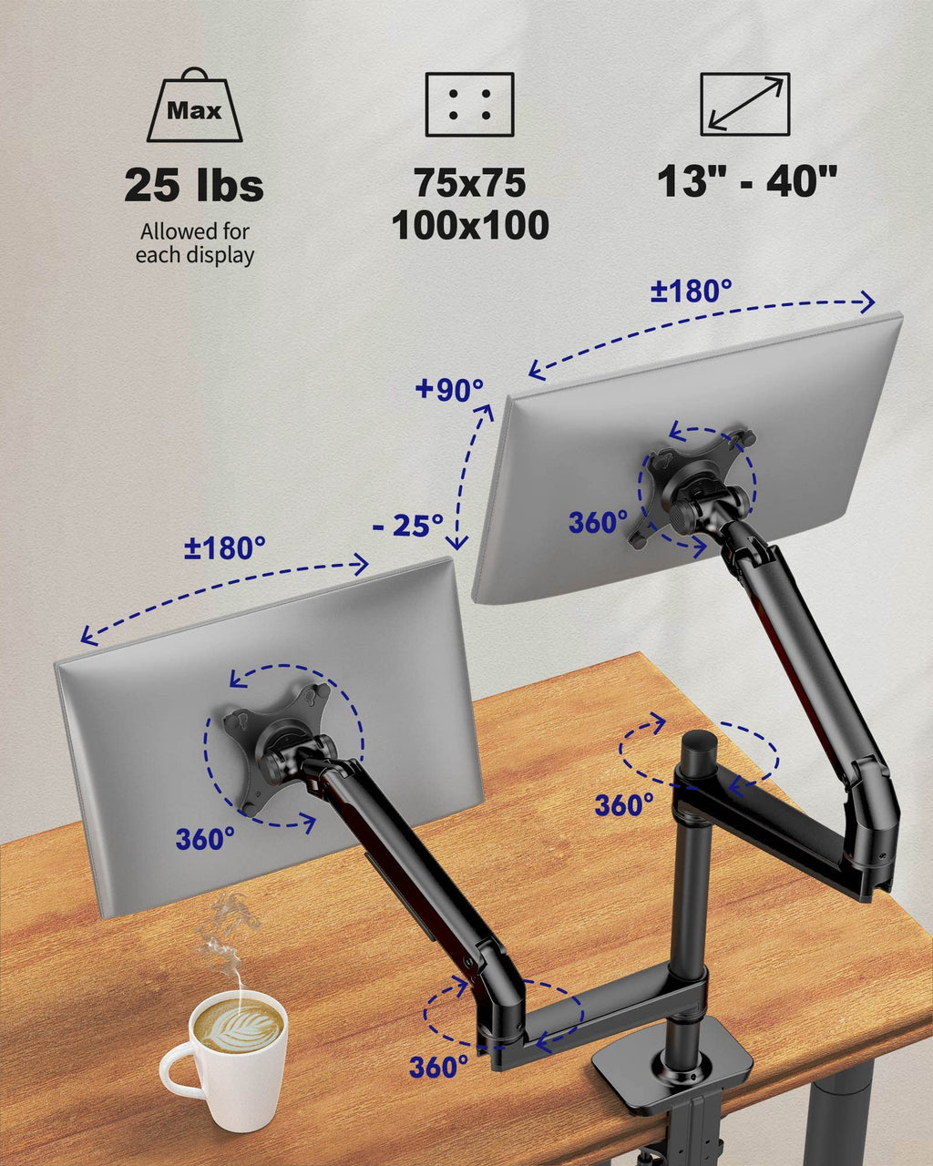 Adjustable Multi-Monitor Desk Arm