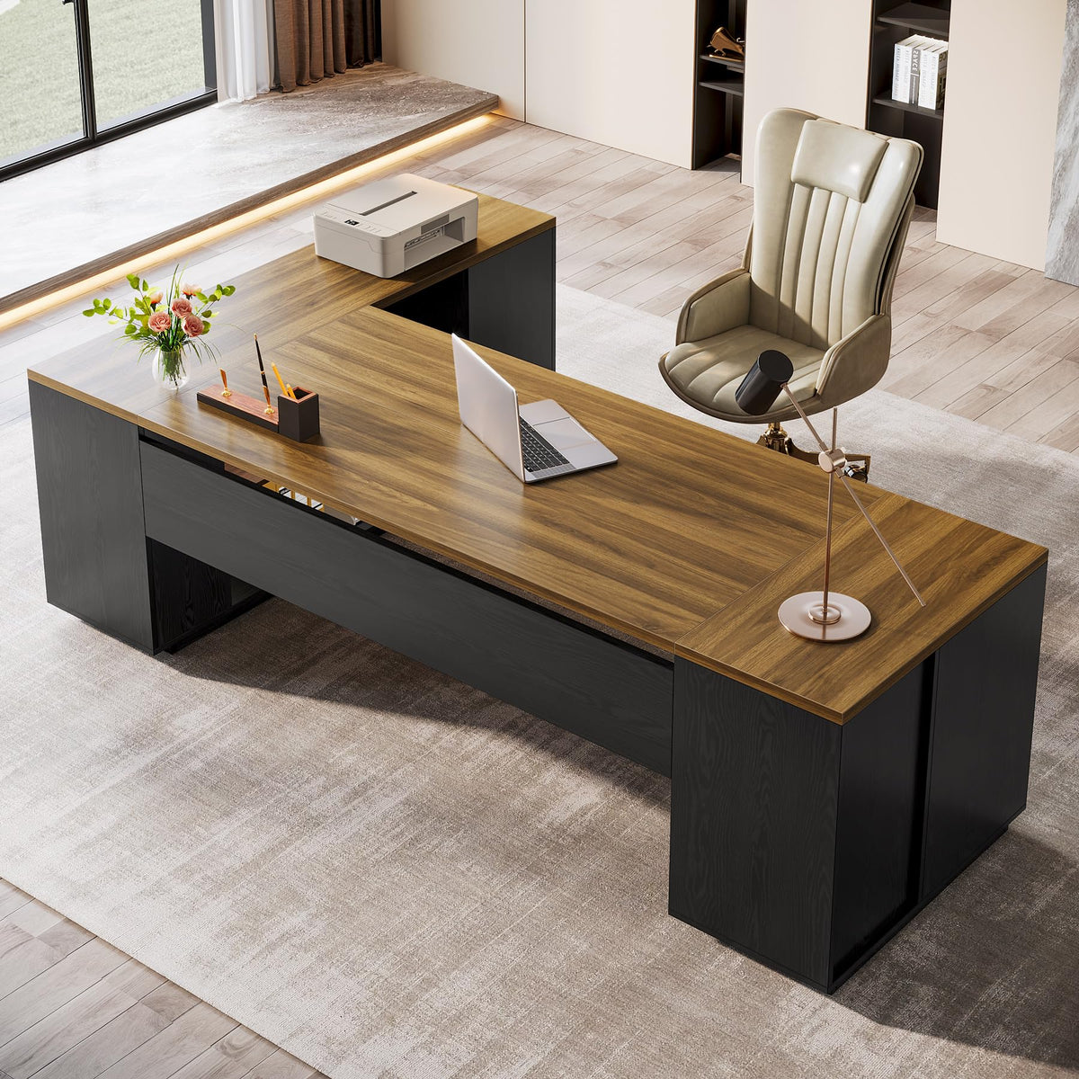 85.8-Inch L-Shaped Office Desk
