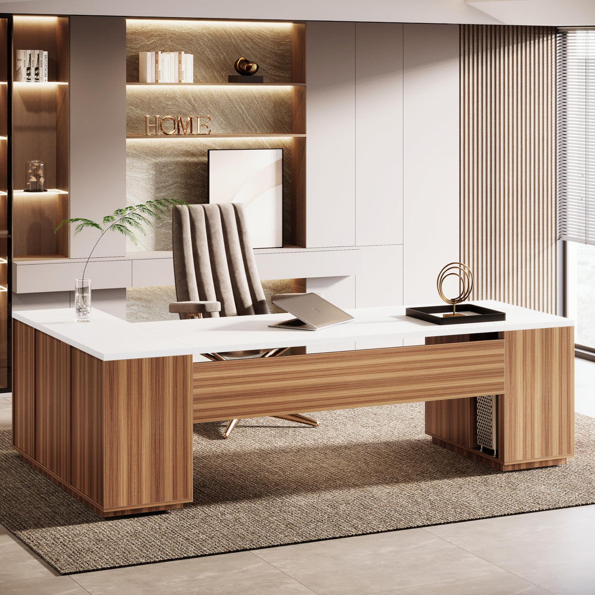 85.8-Inch L-Shaped Office Desk